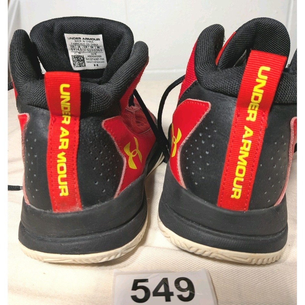 Under Armour Torch Fade Mid Youth Basketball Shoes Red/Black Volt Size 5Y